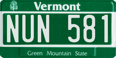 VT license plate NUN581
