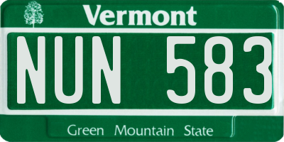 VT license plate NUN583
