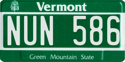 VT license plate NUN586