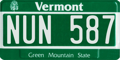 VT license plate NUN587