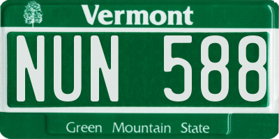 VT license plate NUN588