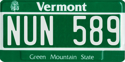VT license plate NUN589