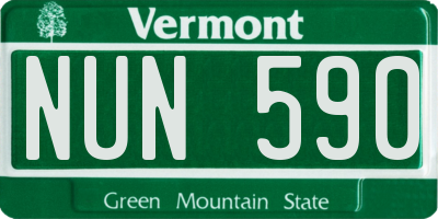 VT license plate NUN590
