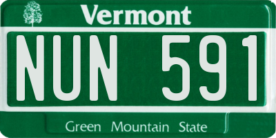 VT license plate NUN591