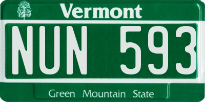 VT license plate NUN593