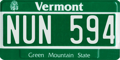VT license plate NUN594