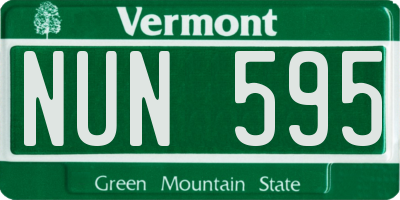 VT license plate NUN595