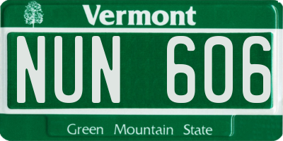 VT license plate NUN606