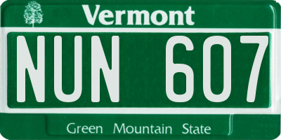 VT license plate NUN607