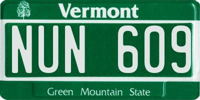 VT license plate NUN609