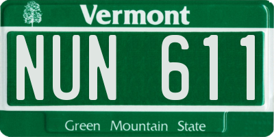 VT license plate NUN611