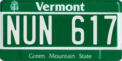 VT license plate NUN617