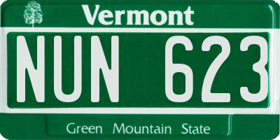 VT license plate NUN623