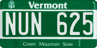 VT license plate NUN625