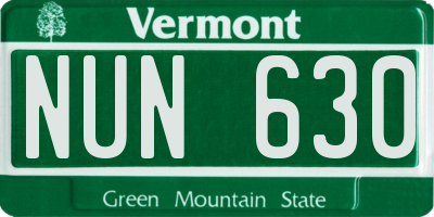 VT license plate NUN630