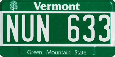 VT license plate NUN633
