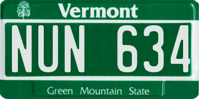 VT license plate NUN634
