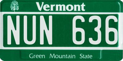 VT license plate NUN636