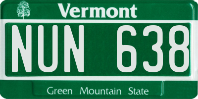 VT license plate NUN638