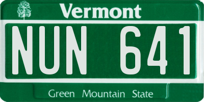 VT license plate NUN641