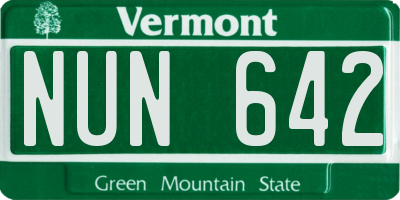 VT license plate NUN642