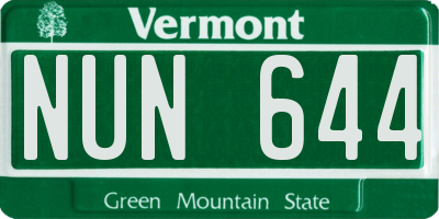 VT license plate NUN644
