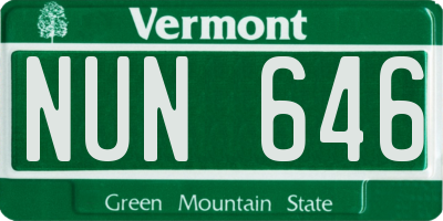 VT license plate NUN646