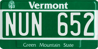 VT license plate NUN652