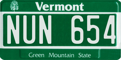 VT license plate NUN654