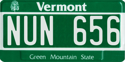 VT license plate NUN656