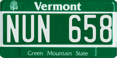 VT license plate NUN658