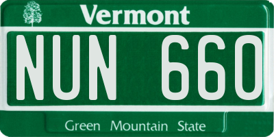 VT license plate NUN660