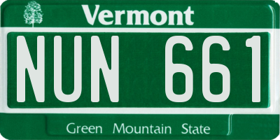 VT license plate NUN661