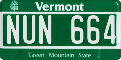 VT license plate NUN664