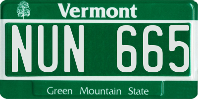 VT license plate NUN665
