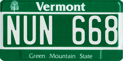 VT license plate NUN668