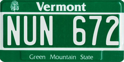 VT license plate NUN672
