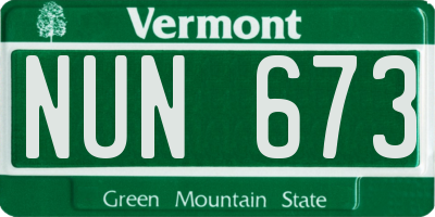VT license plate NUN673