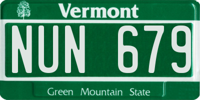 VT license plate NUN679