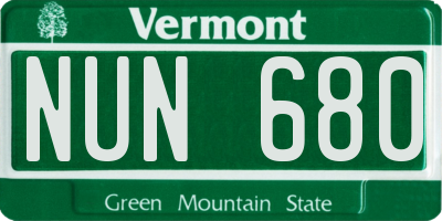 VT license plate NUN680