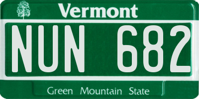 VT license plate NUN682
