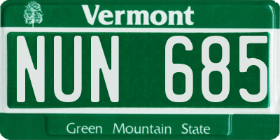 VT license plate NUN685