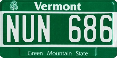 VT license plate NUN686