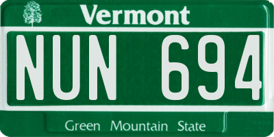VT license plate NUN694