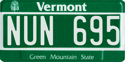 VT license plate NUN695