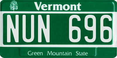 VT license plate NUN696