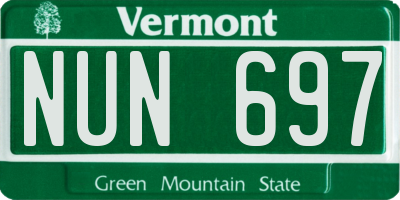 VT license plate NUN697