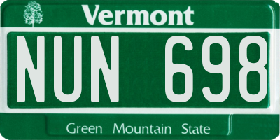 VT license plate NUN698