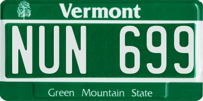 VT license plate NUN699