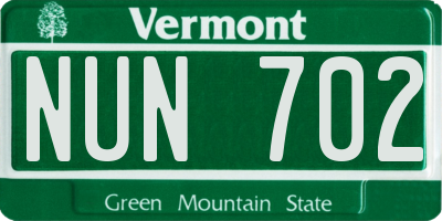 VT license plate NUN702